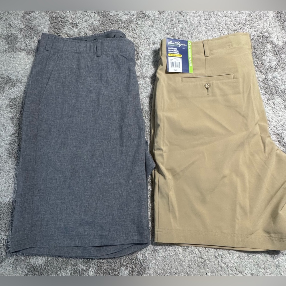 2 Hogan Men's Flat Front Shorts - Gray and Tan